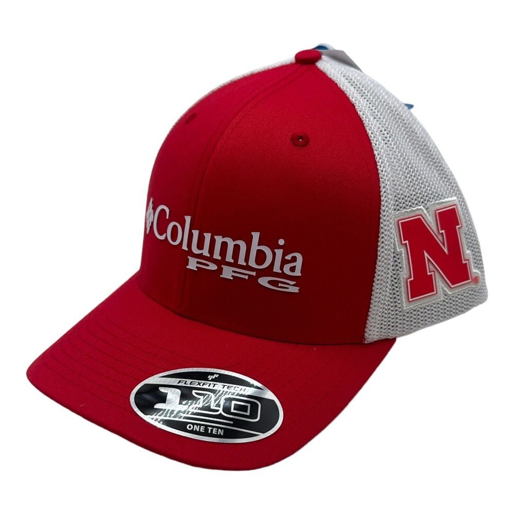 NWT‎ Columbia PFG Nebraska Cornhuskers NCAA Snapback Hat Cap Mesh Back Trucker